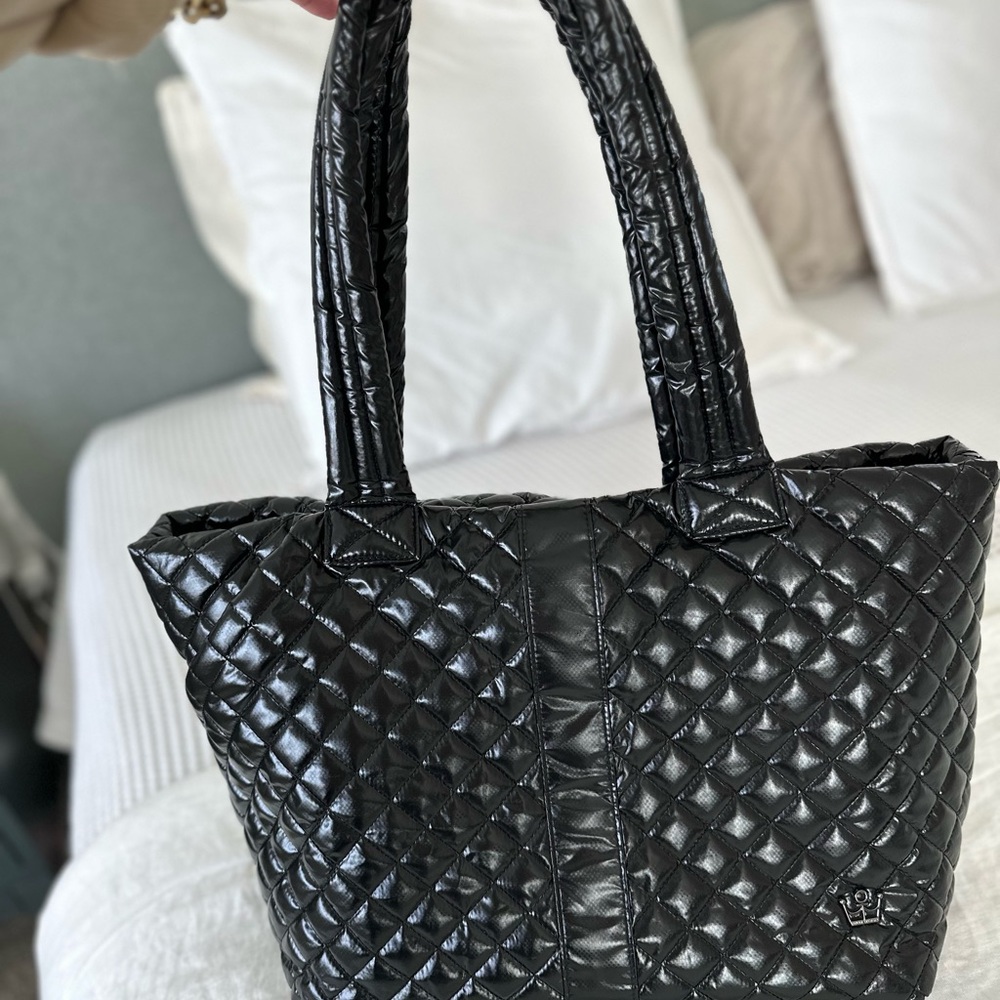 Oliver Thomas Black Quilted Tote with Diamond Pattern